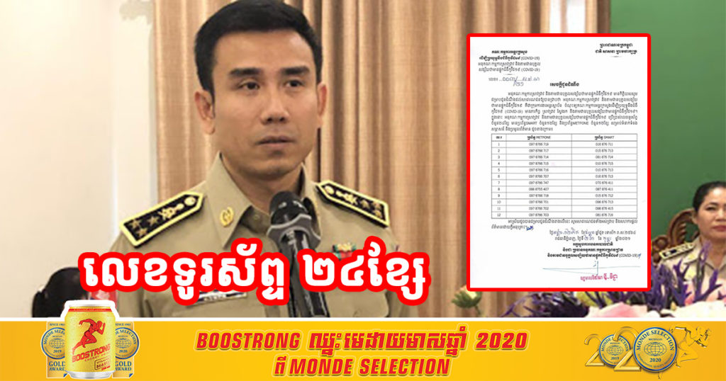 អនុគណៈកម្មការស្រាវជ្រាវ និងតាមដានបុគ្គលសង្ស័យថាមានផ្ទុកជំងឺកូវីដ១៩ ប្រកាសលេខទូរស័ព្ទ ២៤ខ្សែ សម្រាប់ទំនាក់ទំនង សម្ភាសន៍ និងប្រមូលព័ត៌មាន