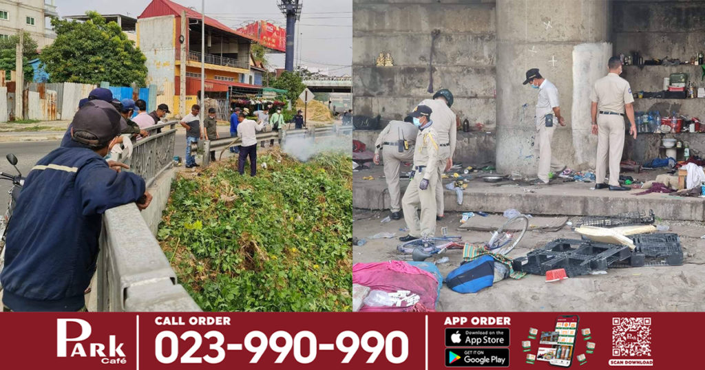 កម្លាំងចម្រុះខណ្ឌមានជ័យ ចុះប្រមូលសំរាម និងលាងសំអាតផ្លូវត្រង់ចំណុចក្រោមស្ពានអាកាសស្ទឹងមានជ័យ