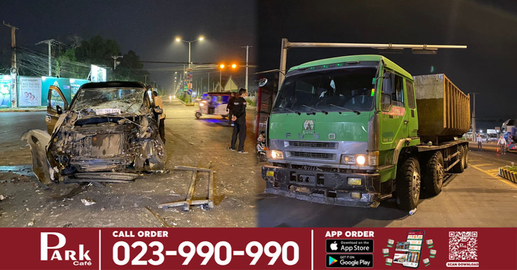 រថយន្តស្ដារិចបើកលឿនបុកឡានដឹកសម្រាម បណ្ដាលឲ្យរងការខូចខាតទាំងសងខាង បង្កការភ្ញាក់ផ្អើលដល់សមត្ថកិច្ចចុះអន្តរាគមន៍ទាំងយប់