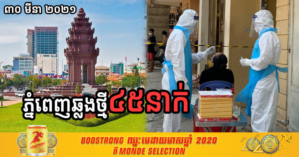 ថ្ងៃនេះ រាជធានីភ្នំពេញមានអ្នកឆ្លងកូវីដ១៩ច្រើនជាងគេរហូតដល់ទៅ ៤៥នាក់