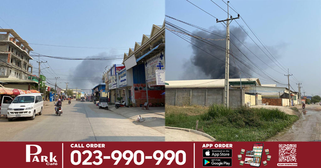 អគ្គិភ័យកំពុងឆាបឆេះឃ្លាំងសិប្បកម្មផលិតពូកមួយកន្លែង បង្កការភ្ញាក់ផ្អើលដល់អ្នកជិតខាង រាយការណ៍ប្រាប់សមត្ថកិច្ចមូលដ្ឋានចុះអន្តគមន៍ភ្លាមៗ