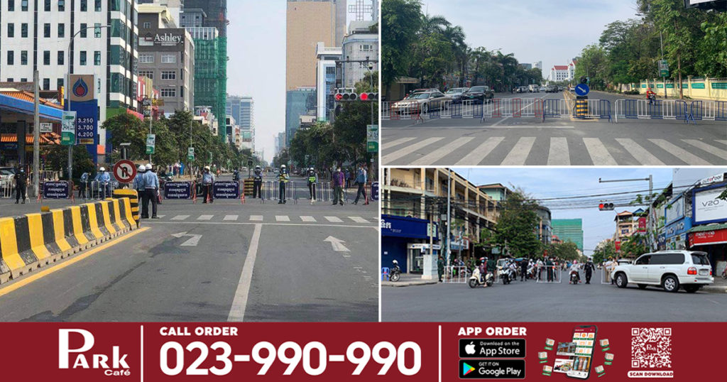 ទិដ្ឋភាពតាមដងផ្លូវនានា ក្រោយមានការបិទខ្ទប់ភូមិសាស្រ្តរាជធានីភ្នំពេញ និងក្រុងតាខ្មៅ