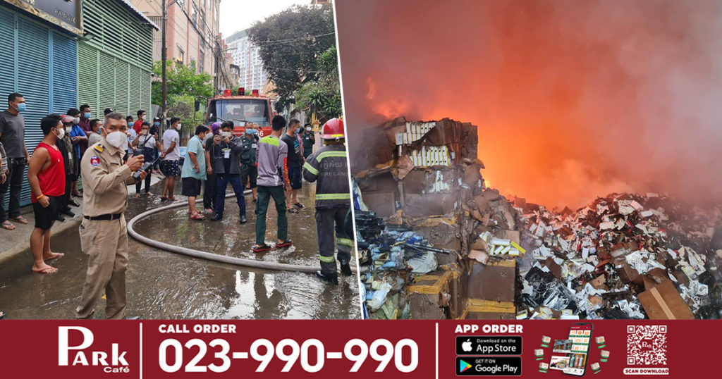 ឆេះឃាំ្លងស្តុកគ្រឿងបន្លាស់ទូរស័ព្ទទាំងព្រឹក ក្នុងខណ្ឌ៧មករា ខូចខាតសរុបជាទឹកប្រាក់អស់ប្រហែល ២០​ ម៉ឺនដុល្លារអាមេរិក