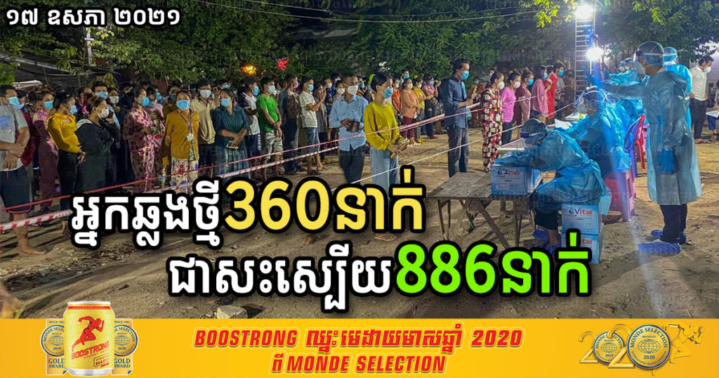 ថ្ងៃនេះ បន្តរកឃើញអ្នកឆ្លងកូវីដថ្មីចំនួន ៣៦០នាក់បន្ថែមទៀត និងជាសះស្បើយ ៨៨៦នាក់