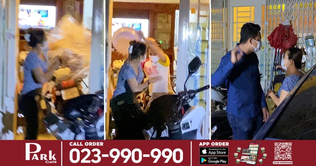 ប្ដីក្បត់ចិត្តប្រពន្ធកំពុងផឹកស៊ីក្នុងផ្ទះស្រីស្នេហ៍ ប្រពន្ធដើមមកទាន់ នាងលើកកែវស្រាបញ្ឈឺចិត្តរួចយកទឹកជះកណ្ដាលមុខប្រពន្ធដើម ធ្វើឲ្យប្រតាយប្រតប់គ្នាមួយប្រាវ ផ្អើលពេញក្នុងបុរីពិភពថ្មី