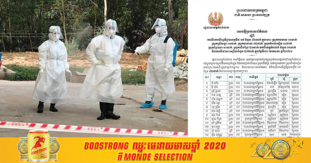រដ្ឋបាលខេត្តកំពង់ចាម រកឃើញអ្នកជំងឺកូវីដ-១៩ថ្មី​ ចំនួន៤២នាក់ និងជាសះស្បើយ ២៧នាក់ទៀតនៅថ្ងៃនេះ