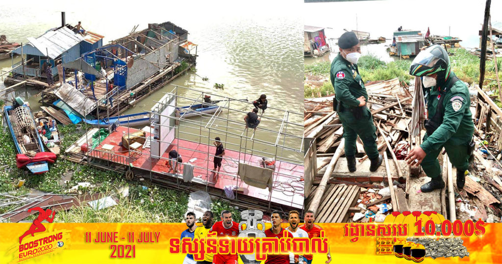 អាជ្ញាធរខណ្ឌមានជ័យ ចាប់ផ្តើមចុះរុះរើផ្ទះបណ្ដែតទឹក សំណង់មិនរៀបរយ បែរចិញ្ចឹមត្រី នៅតាមដងទន្លេហើយនាព្រឹកនេះ (មានវីដេអូ)