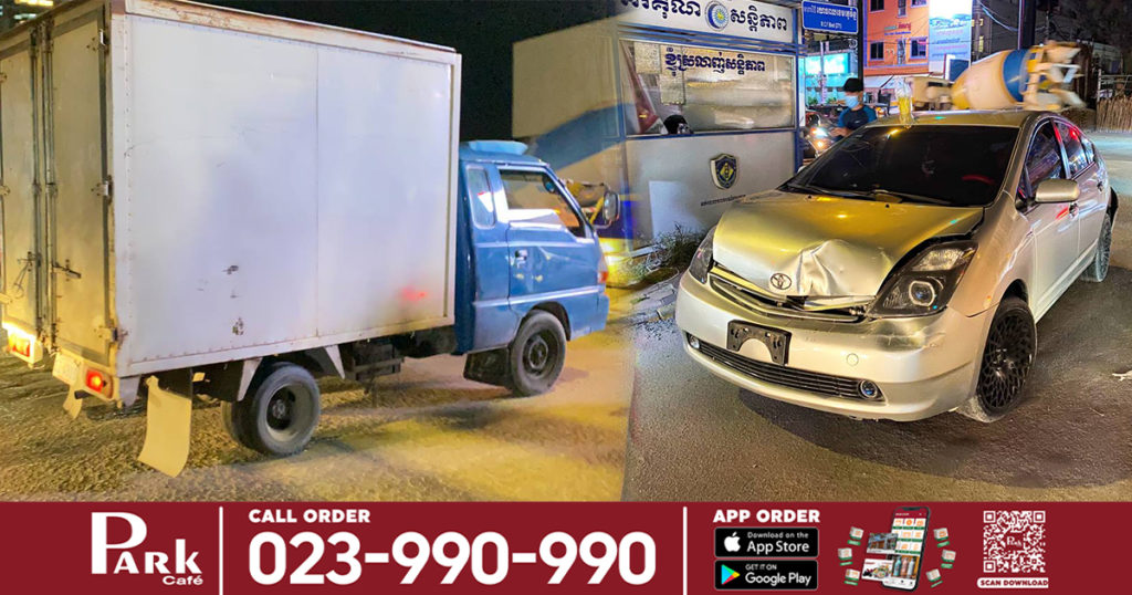 គ្រោះថ្នាក់ចរាចរណ៍២ករណីនៅកន្លែងតែមួយ បណ្តាលឲ្យរថយន្ត៤គ្រឿង និងម៉ូតូ១គ្រឿងរងការខូចខាត