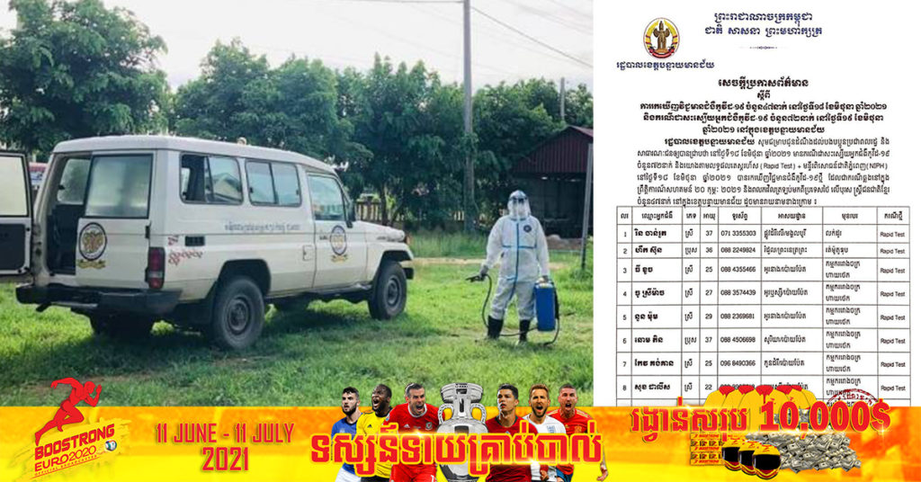 រដ្ឋបាលខេត្តបន្ទាយមានជ័យ ប្រកាសរកឃើញអ្នកជំងឺកូវីដ-១៩ថ្មី ចំនួន៤៧នាក់ ខណៈជាសះស្បើយចំនួន ៧២នាក់