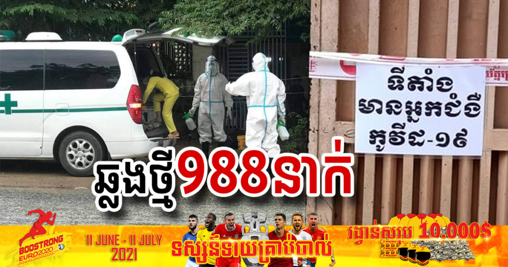 ថ្ងៃនេះ ក្រសួងបន្តរកឃើញអ្នកឆ្លងកូវីដថ្មី 988នាក់បន្ថែមទៀត ខណៈអ្នកជាសះស្បើយ 897នាក់