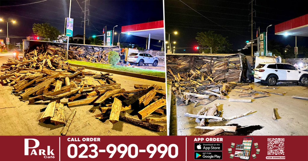 រថយន្តដឹកអូសធុនធំ បើកលឿនឆ្លងផ្លូវបំបែកជាបួន ក៏អកហ្សឺជាមួយរថយន្តឡិចស៊ីស បណ្ដាលឲ្យក្រឡាប់ផ្ងារជើង ទៅបុកជាមួយរថយន្តមួយគ្រឿទៀត រងបួសធ្ងន់ស្រាល៥នាក់