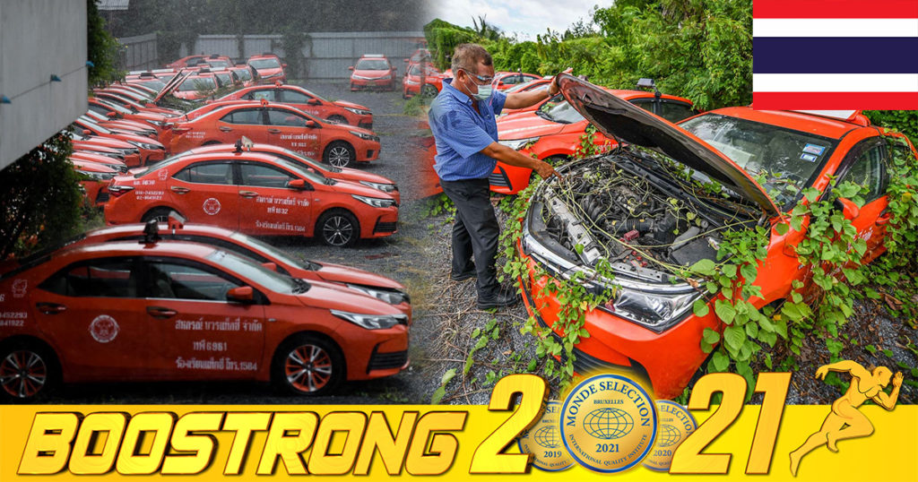 ព្រោះតែវិបត្តិជំងឺកូវីដ ១៩ រថយន្តតាក់ស៊ីនៅប្រទេសថៃរាប់ពាន់គ្រឿងត្រូវគេយកទៅទុកចោលអត់មានអ្នកជិះរហូតដុះវល្លិឡើងពេញរថយន្ត