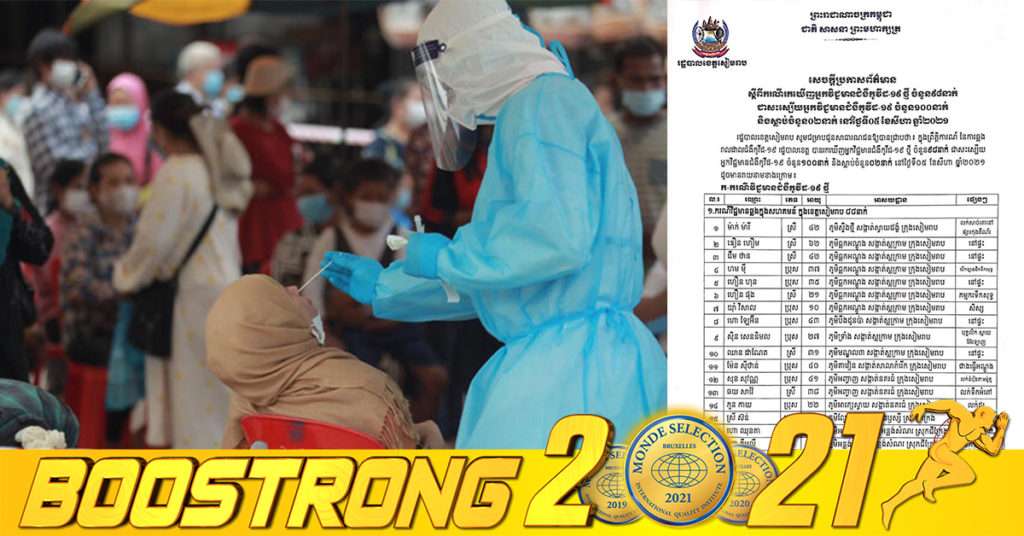 រដ្ឋបាលខេត្តសៀមរាប បន្តរកឃើញអ្នកវិជ្ជមានកូវីដ-១៩ថ្មី ចំនួន៩៨នាក់ និងជាសះស្បើយ​១០០នាក់ នៅថ្ងៃទី៥ ខែសីហានេះ