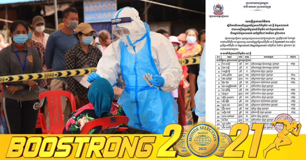 ខេត្តសៀមរាប បន្តរកឃើញអ្នកវិជ្ជមានជំងឺកូវីដ-១៩ថ្មី ចំនួន ៧៤នាក់ និងជាសះស្បើយអ្នកវិជ្ជមានជំងឺកូវីដ ១៥១នាក់ នៅថ្ងៃទី២៩ ខែសីហា