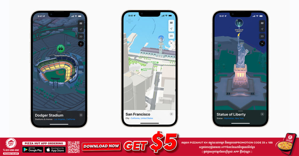 ក្រុមហ៊ុន Apple កំពុងដាក់ដំណើរការកម្មវិធីផែនទីជាប្រភេទ 3D សម្រាប់ទីក្រុងធំៗមួយចំនួននៅសហរដ្ឋអាមេរិក និងអង់គ្លេស នៅលើប្រតិបត្តិការ iOS 15 របស់ខ្លួន