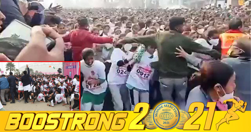 អត់រាងសោះ! កូវីដមិនទាន់ស្ងប់ផង ឥណ្ឌាបើកឱ្យមានកម្មវិធីរត់ម៉ារ៉ាតុងធំមួយមានមនុស្សចូលរួមជិត ៥,០០០ នាក់ មិនរក្សាគម្លាត ហើយមានហេតុការណ៍រត់ជាន់គ្នារបួសថែមទៀត (មានវីដេអូ)