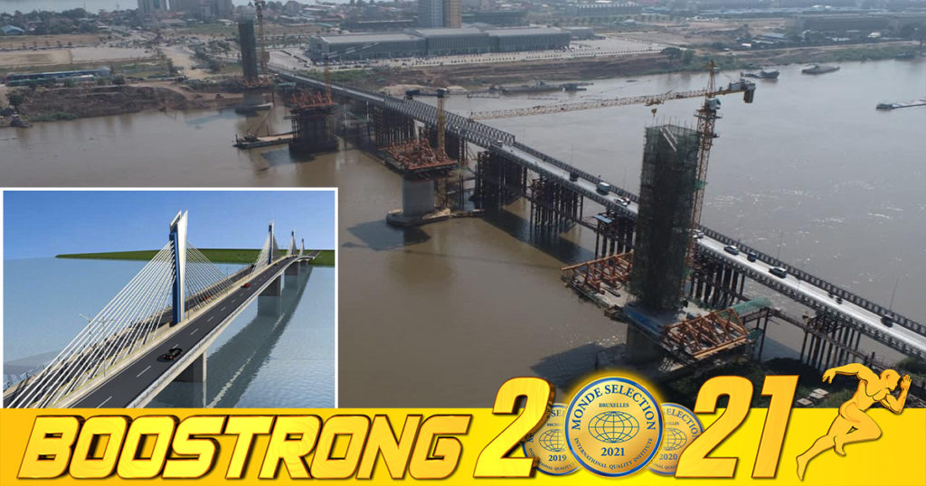 ស្ងាត់ៗ ស្ពានបេតុងអារមេខ្សែកាបឫស្សីកែវឆ្លងកាត់ទន្លេសាប សម្រេចបាន ៦០% ហើយ