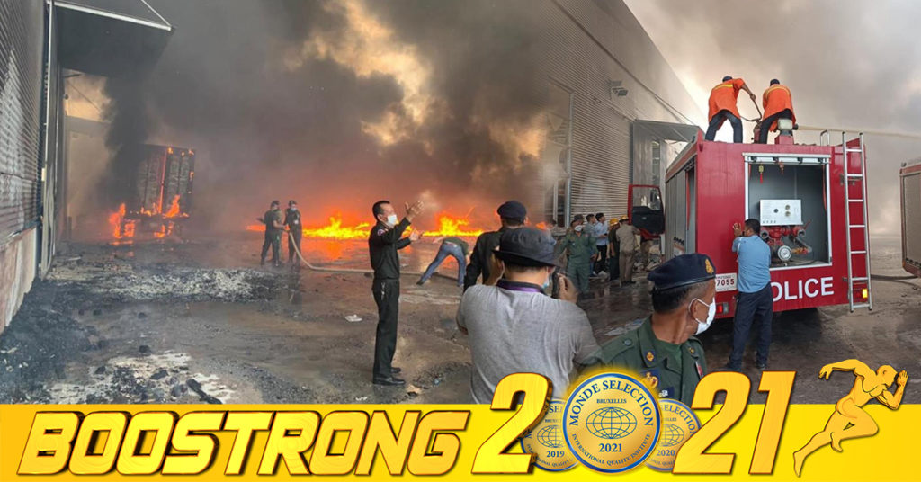 អគ្គិភ័យឆាបឆេះរោងចក្រកាត់ដេរខោការប៊យមួយកន្លែងនៅទល់មុខវត្តចោមពលស្ពានស្លាគូ ស្រុកត្រាំកក់ ខេត្តតាកែវ កម្លាំងពន្លត់អគ្គិភ័យចុះអន្តរាគមន៍ភ្លាមៗ