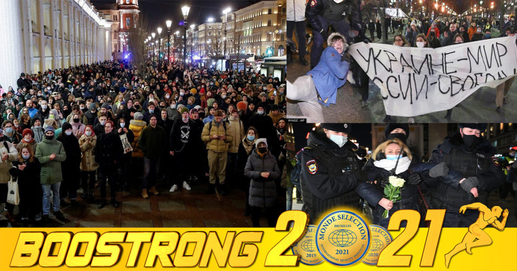 ពលរដ្ឋនៅរុស្ស៊ីរាប់ពាន់នាក់នាំគ្នាធ្វើបាតុកម្មតាមដងផ្លូវប្រឆាំងនឹងការធ្វើសង្គ្រាមរបស់កងកម្លាំងរុស្ស៊ីទៅលើប្រទេសអ៊ុយក្រែន