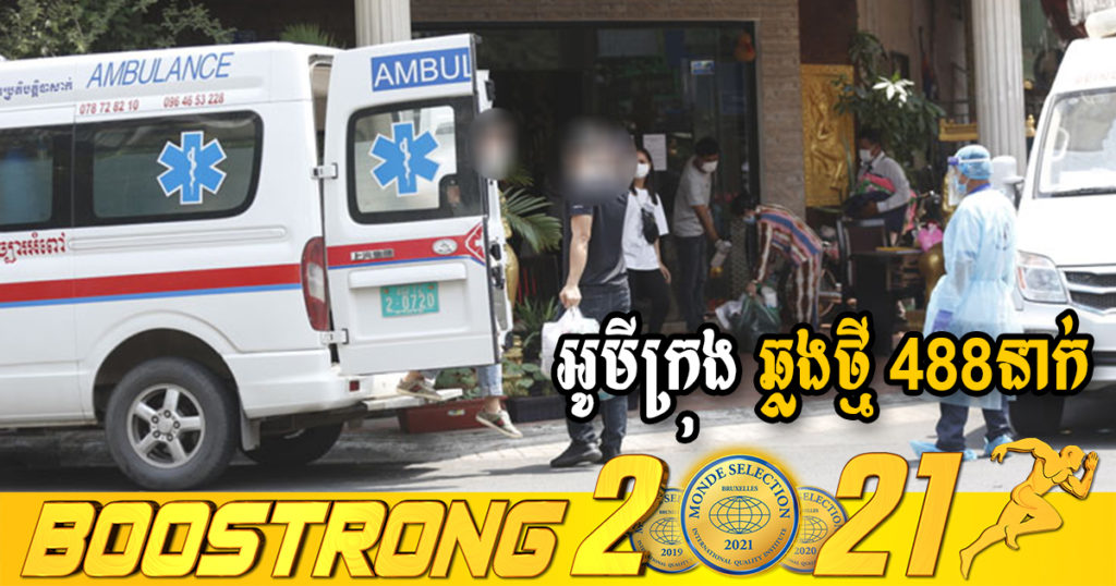 ក្រសួងរកឃើញអ្នកឆ្លងថ្មី 488នាក់ (ករណីនាំចូល 15នាក់ និងឆ្លងសហគមន៍ 473នាក់) ប្រភេទអូមីក្រុងទាំងអស់ ខណៈអ្នកជាសះស្បើយ 305នាក់