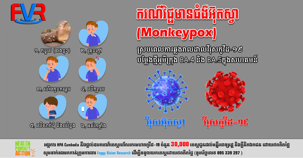 ករណីវិជ្ជមានជំងឺអុតស្វា ស្របពេលការឆ្លងរាលដាលវីរ៉ុសកូវីដ-១៩បម្លែងថ្មីអូមីក្រុង BA.4 និង BA.5ក្នុងសហគមន៍ តើយើងគួរមានវិធានការណ៍ ដូចម្តេចខ្លះ?