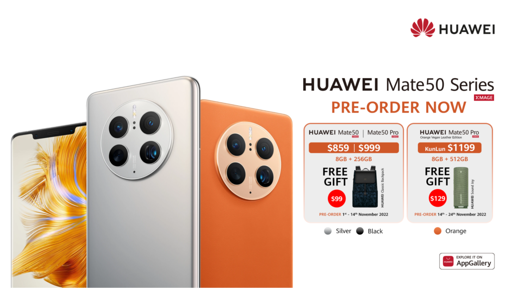 អធិរាជស្តេចកាមេរ៉ា ! កក់ទុកមុន HUAWEI Mate 50 Series ប្រើភ្លេស្តរបាន បំពាក់បច្ចេកវិទ្យា XMAGE Camera និង ទម្លាក់មិនខ្លាចបែក Kunlun Glass ហើយហ្ស៊ូម 100X ជាមួយតម្លៃល្អបំផុតជាងនៅស្រុកគេថែមជូនកាដូរញាក់សាច់តម្លៃត្រឹមតែ