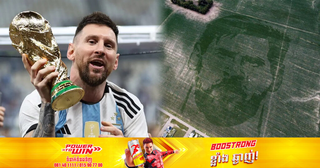 ម្ចាស់ចម្ការពោតដ៏ធំមួយកន្លែងនៅ​អាហ្សង់ទីន បាន​ដាំ​ពោតចេញជារូបមុខរបស់កំពូលកីឡាករ Lionel Messi ដើម្បីអបអរជ័យជំនះ World Cup 2022