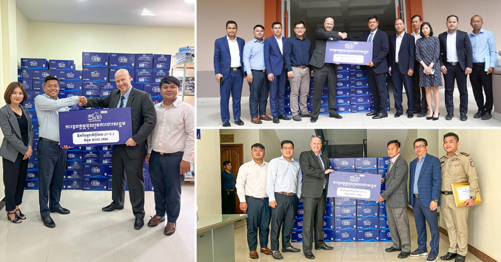 ទឹករ៉ែធម្មជាតិអ៉ីលែន pH8.2 ចូលរួមចំណែកក្នុងការលើកកម្ពស់ដល់សុខុមាលភាពប្រជាជាតិខ្មែរ តាមរយៈការឧបត្ថមតាមក្រសួងនានា