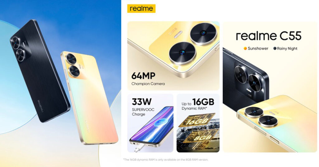 តម្លៃចាប់ពី 179$ ប៉ុណ្ណោះ! realme C55 ដែលជាស្មាតហ្វូន Android dynamic Island ដំបូងគេ និង អេក្រង់រលូន 90Hz បានចេញលក់ហើយ ទំហំផ្ទុកធំ 8+8GB* 256GB តម្លៃសមរម្យបំផុតក្នុងប្រទេសកម្ពុជា