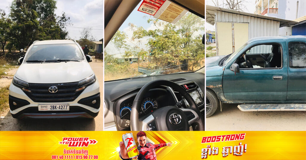 សមត្ថកិច្ចឃាត់ខ្លួនជនសង្ស័យម្នាក់ គប់កញ្ចក់រថយន្តចំនួន២គ្រឿង បណ្តាលឱ្យបែកកញ្ចក់ផ្នែកខាងមុខ និងមួយគ្រឿងទៀតបែកកញ្ចក់ទ្វារចំហៀង ស្ថិតនៅស្រុកបាទី ខេត្តតាកែវ