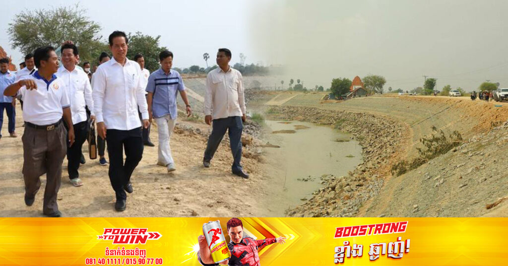 ឯកឧត្តម ឃួង ស្រេង និងមន្ដ្រីជំនាញ ចុះពិនិត្យនិងពន្លឿនការដ្ឋានស្ថាបនា ទំនប់សណ្ដស្ទឹងព្រែកត្នោត ដើម្បីការពារទឹកជំនន់នៅរដូវវស្សានេះ