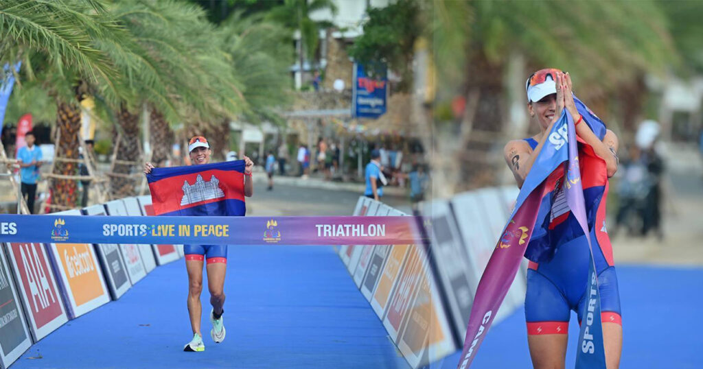 អបអរសាទរ! កីឡាការិនីទ្រីយ៉ាថ្លុងកម្ពុជា ម៉ហ្គត មរកត ហ្គារ៉ាប៊ីឌៀន បានឈ្នះមេដាយមាស លើវិញ្ញាសាទ្រីយ៉ាត្លុង ដែលប្រារព្ធធ្វើនៅខេត្តកែប