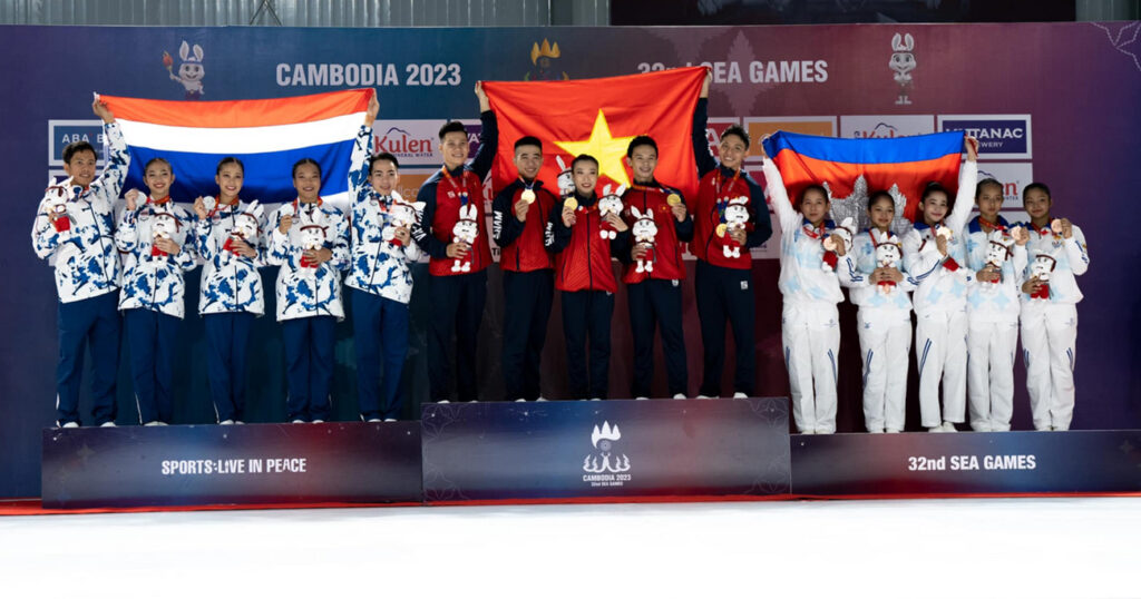 កាយសម្ព័ន្ធអាអេរ៉ូប៊ិកបញ្ចប់ជាស្ថាពរ ខណៈម្ចាស់ផ្ទះកម្ពុជាទទួលបានមេដាយប្រាក់១ និងសំរឹទ្ធ៣