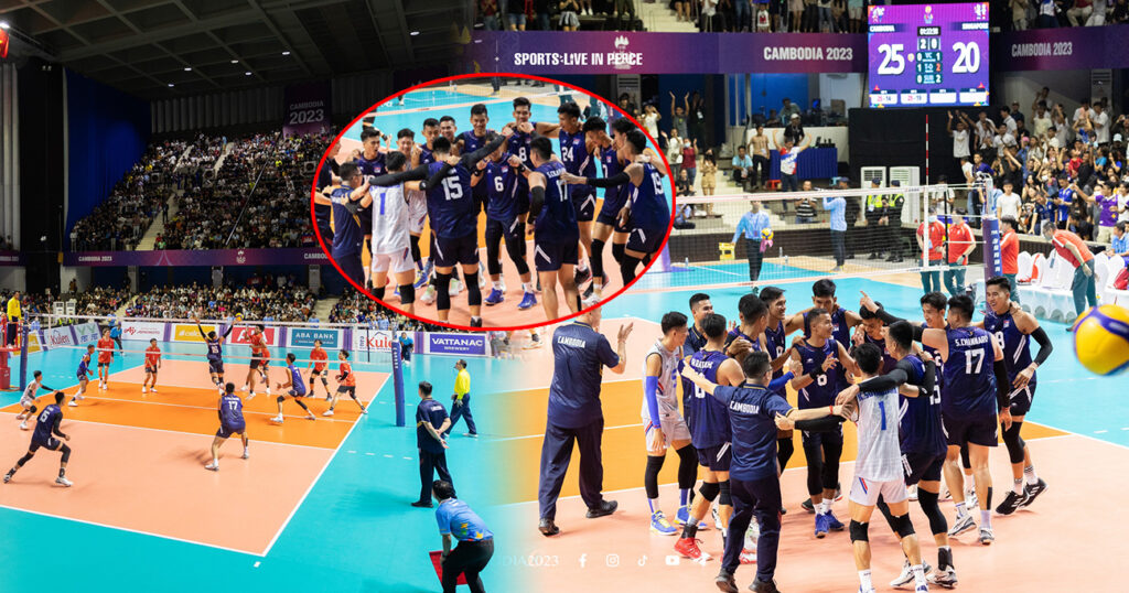 អបអរសាទរ! ក្រុមកីឡាករកម្ពុជា យកឈ្នះលើក្រុមកីឡាករសិង្ហបុរី ដោយលទ្ធផល ៣សិត ទល់ ០ សម្រាប់វិញ្ញាសាបាល់ទះបុរស