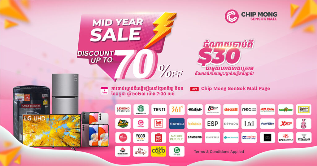 ដើមខែថ្មី! វឺតៗឡើង នាំគ្នាមកទិញទំនិញ ញ៉ាំអាហារ នៅផ្សារទំនើប ជីប ម៉ុង សែនសុខ ម៉ល ដែលបញ្ចុះតម្លៃដល់ទៅ៧០%