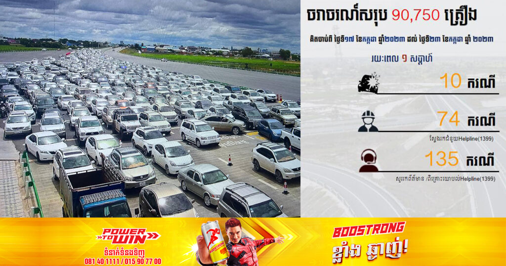 យានយន្តសរុប ៩០ ៧៥០គ្រឿង បានធ្វើដំណើរលើផ្លូវល្បឿនលឿនចាប់ពីថ្ងៃទី១៧ ខែកក្កដា ដល់ថ្ងៃទី២៣ ខែកក្កដា ឆ្នាំ២០២៣