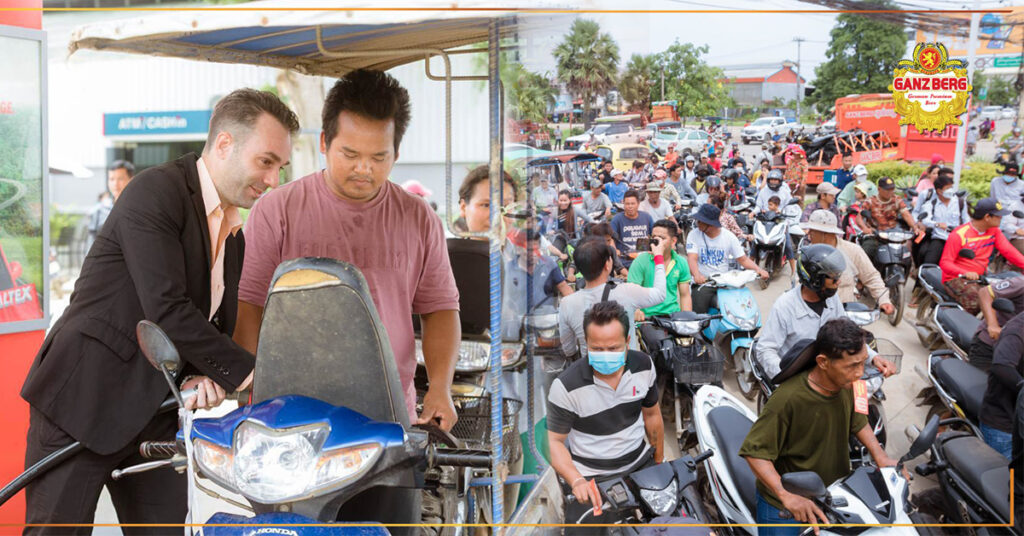 GANZBERG ចាក់សាំងម៉ូតូហ្វ្រីជូនប្រជាពលរដ្ឋចំនួន ៨០០គ្រឿង