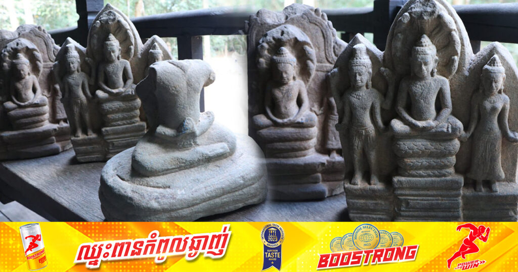 ប្រទះឃើញចម្លាក់បដិមាថ្មភក់ចំនួន ៦នៅខ្លោងទ្វារខាងត្បូងរបស់ប្រាសាទតាព្រហ្ម