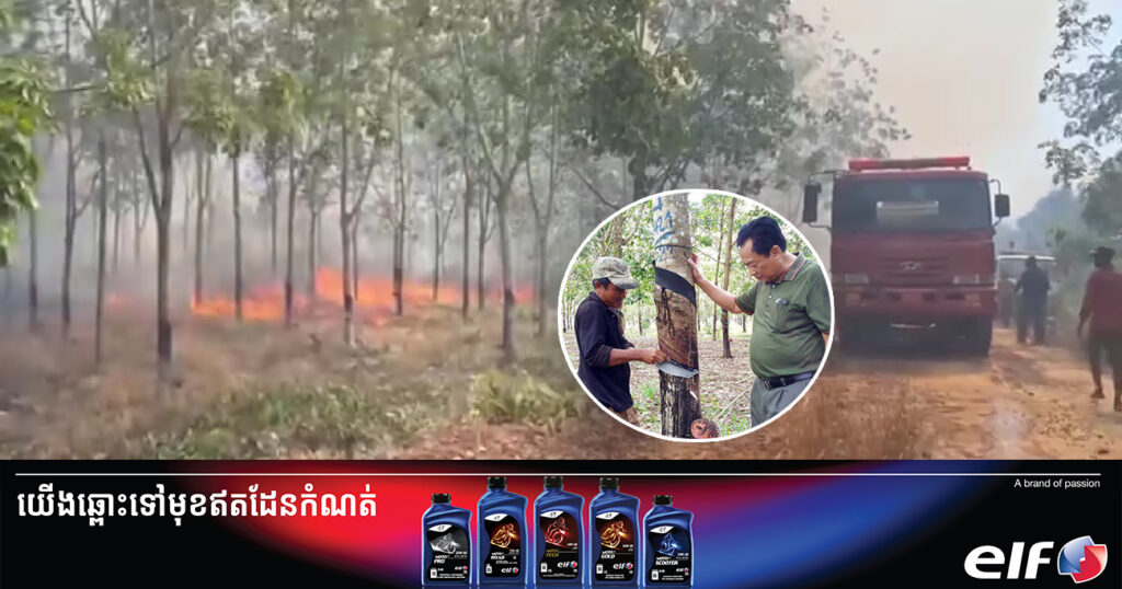 ចំការកៅស៊ូរបស់ក្រុមហ៊ុន ម៉ុង ឫទ្ធីគ្រុប ត្រូវបានភ្លើងឆេះអស់ប្រមាណជា ២០ហិកតា ខូចខាតដើមកៅស៊ូចំនួន ១១.២០០ដើម  បើគិតជាថវិកាជាង ៣០០ពាន់ដុល្លារ