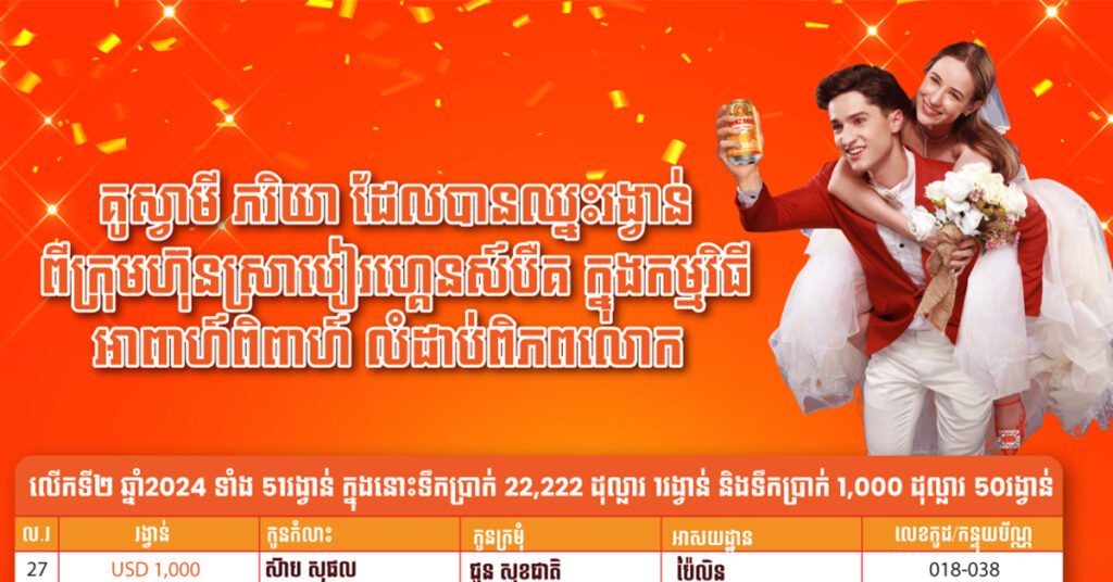 អបអរសាទរអ្នកឈ្នះរង្វាន់អាពាហ៍ពិពាហ៍លំដាប់ពិភពលោកទាំង ៥១គូ ពី GANZBERG