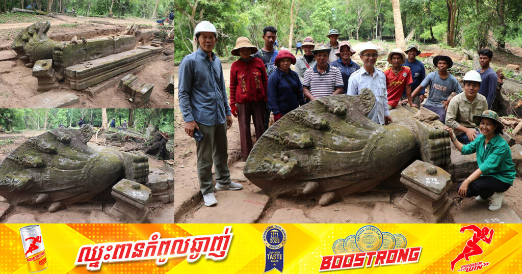 អ្នកជំនាញអាជ្ញាធរជាតិអប្សរា ធ្វើកំណាយស្រាវជ្រាវស្ពានហាលខាងកើតប្រាសាទបេងមាលា