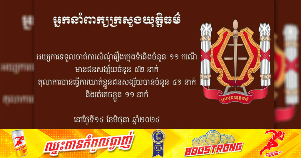 សំណុំរឿងពាក់ព័ន្ធនឹងករណីក្មេងទំនើងចំនួន១១ករណី ដែលមានជនសង្ស័យចំនួន៥២នាក់ បានមកដល់ដៃតុលាការរាជធានីនិងខេត្ត