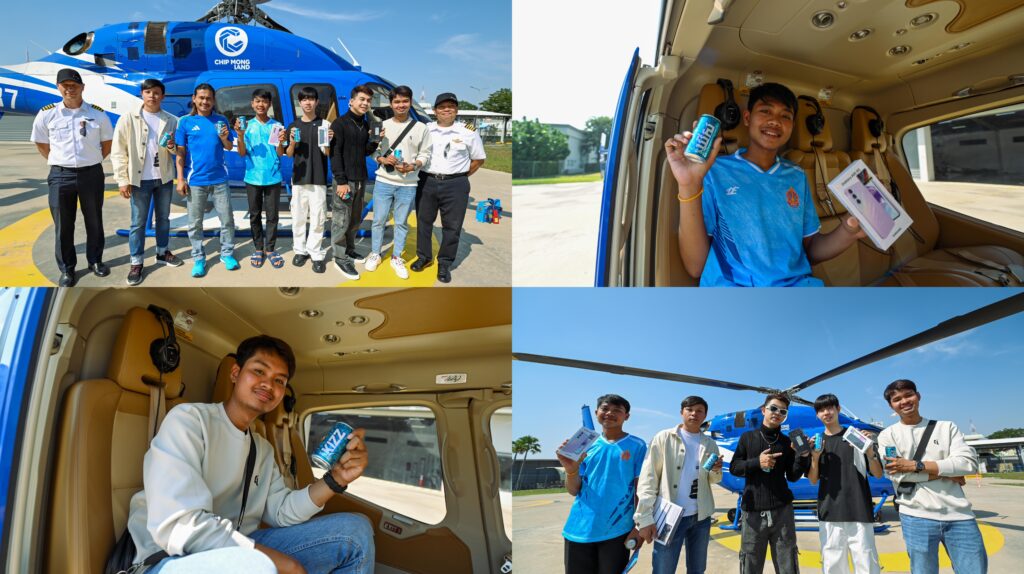 អ៊េមមែនទែន! សកម្មភាពដ៏អស្ចារ្យអ្នកឈ្នះរង្វាន់ជិះ Helicopter តម្លៃរាប់លានដុល្លារនិងទូរស័ព្ទសេរីទំនើប Samsung Galaxy ទាំង 6 រូបពី KIZZ TikTok Contest