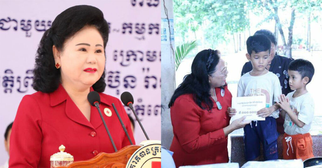 សម្តេចកិត្តិព្រឹទ្ធបណ្ឌិត ប៊ុន រ៉ានី ហ៊ុនសែន ឧបត្ថម្ភកុមារកំព្រាម្តាយ ២នាក់បងប្អូន ដែលស្នាក់នៅក្នុងវត្តសន្តិភាព ខេត្តស្វាយរៀង ក្នុងពេលឱពុកជាប់បំពេញកាតព្វកិច្ចជូនជាតិមាតុភូមិនៅតំបន់មុំបី ខេត្តព្រះវិហារ