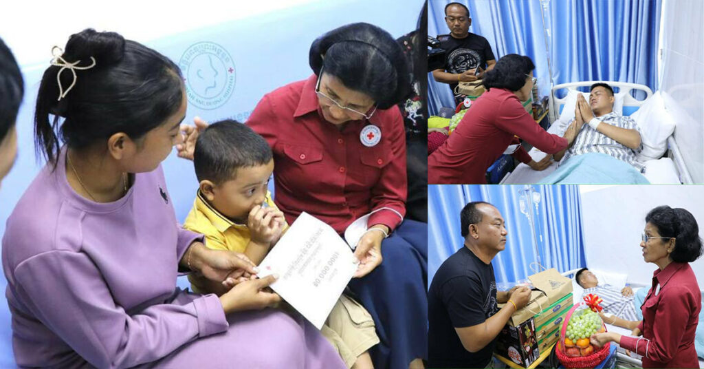 សម្តេចកិត្តិព្រឹទ្ធបណ្ឌិត ប៊ុន រ៉ានី ហ៊ុនសែន ចាត់សហការីចុះសួរសុខទុក្ខពលបាលឯក ម៉ន ភក្រ្តា ដែលបានរងរ-បួសភ្នែកក្នុងពេលបំពេញភារកិច្ចនៅឃុំអូរបីជាន់ បច្ចុប្បន្នកំពុងសម្រាកព្យាបាលនៅមន្ទីរពេទ្យព្រះអង្គឌួង