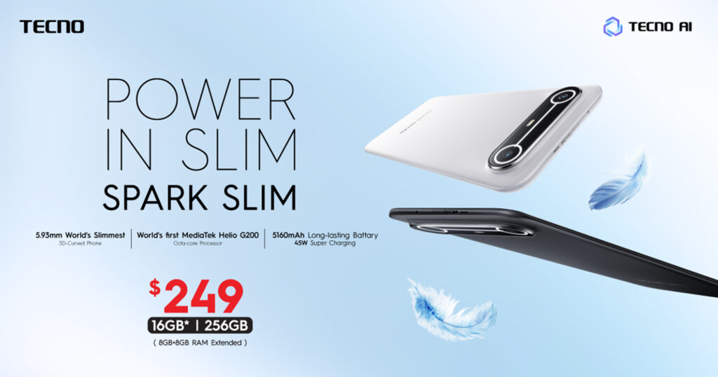 ស្មាតហ្វូនអេក្រង់កោងដ៏ស្តើងបំផុតនៅលើពិភពលោក TECNO SPARK SLIM មានដាក់លក់ជាផ្លូវការហើយ!