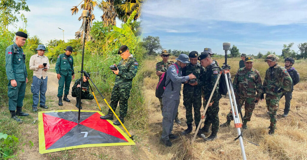 ការចុះវាស់វែង និងបោះបង្គោលបណ្តោះអាសន្ននៅកំណាត់ខ្សែព្រំដែនចន្លោះបង្គោលលេខ ៤២ និងលេខ៤៧ តាមស្មារតីនៃកិច្ចប្រជុំ JBC បន្តធ្វើដោយក្រុមវាសវែងចម្រុះកម្ពុជា-ថៃ