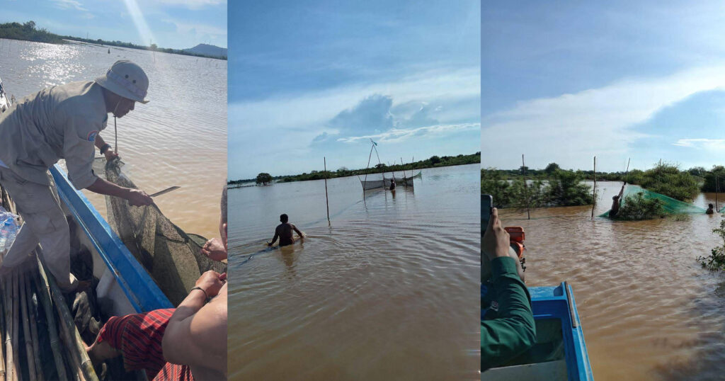 ខណ្ឌរដ្ឋបាលបាលជលផលកំពង់ចាម ចុះបង្ក្រាបបទល្មើសជលផល រុះរើ និងបំផ្លាញចោលឧបករណ៍ខុសច្បាប់ នៅស្រុកជើងព្រៃ