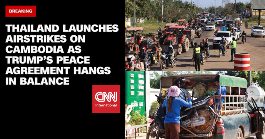 សារព័ត៌មាន CNN បានផ្សាយនិងដាក់ចំណងជើងថា ថៃបើកការវាយប្រហារតាមផ្លូវអាកាសលើកម្ពុជា