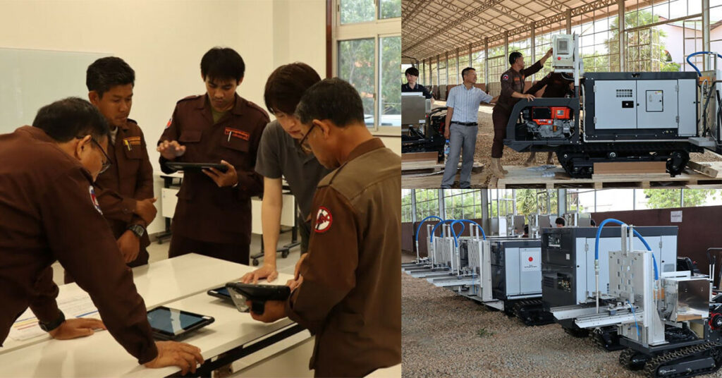 ម៉ាស៊ីនបោសសម្អាតមី-នយន្ត (Robot) ចំនួន ៤គ្រឿង ដែលស្រាវជ្រាវ និងអភិវឌ្ឍន៍បច្ចេកទេសដោយអង្គភាព CMAC និងក្រុមហ៊ុនជប៉ុន IOS បានមកដល់កម្ពុជា